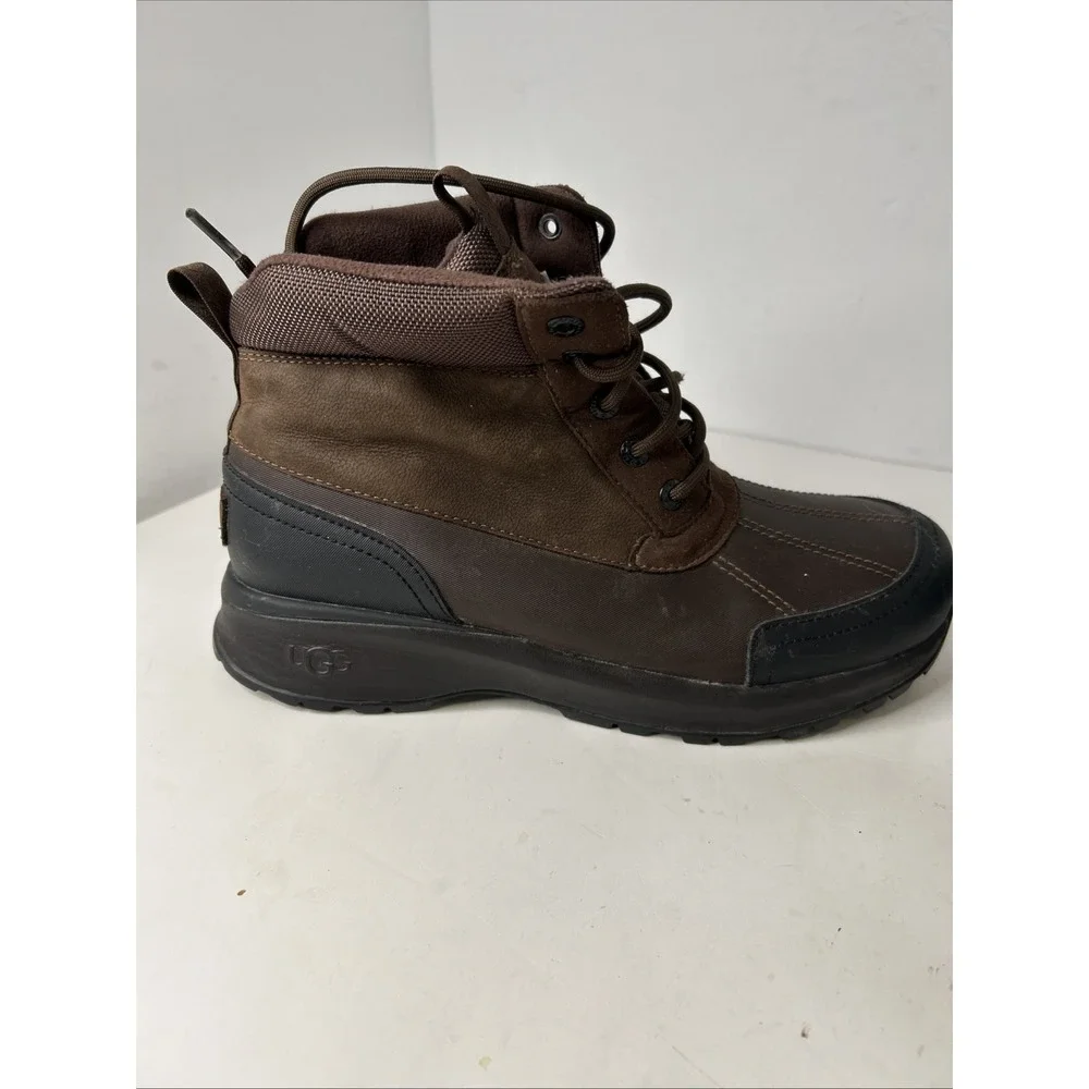 UGG Emmett‎ Duck Boots -Waterproof Snow Boots -Stout Brown Leather -US 9